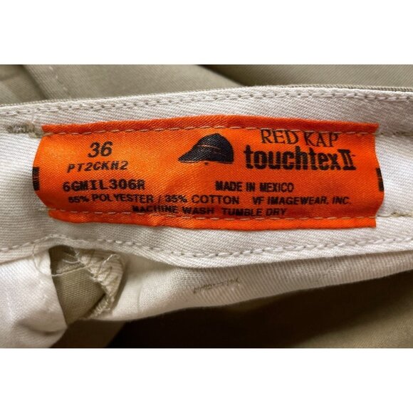 Red Kap Men's Flat Front Cotton Blend Work Pants Khaki Size 36 x 34 - Picture 8 of 8